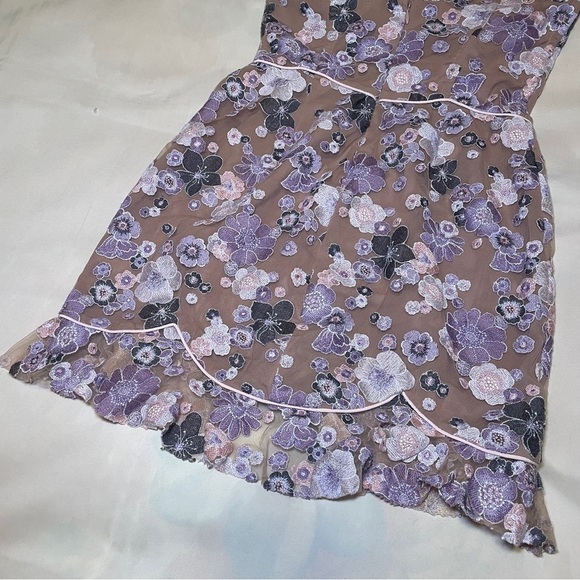 For Love And Lemon- Posy Strapless Mini Dress Size Large Purple Morning Bloom - Picture 7 of 9